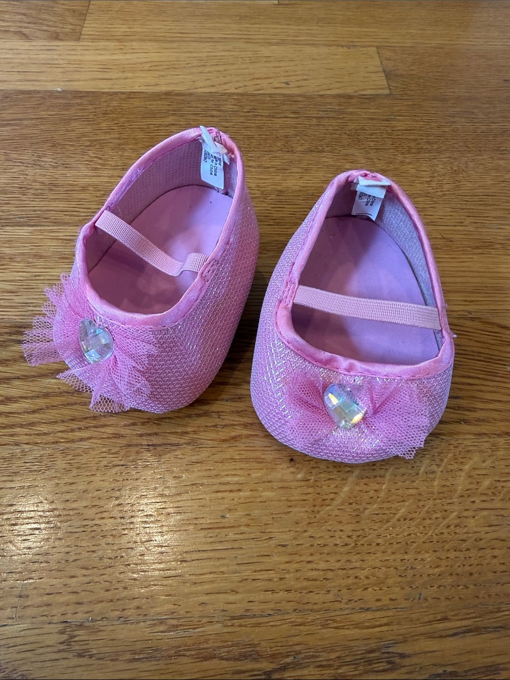 Build-A-Bear Pink Tulle Ballet Shoes with Gem Accent